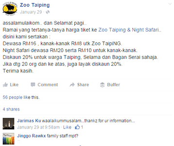 diskaun harga tiket zoo taiping