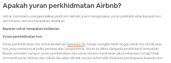 yuran perkhidmatan airbnb