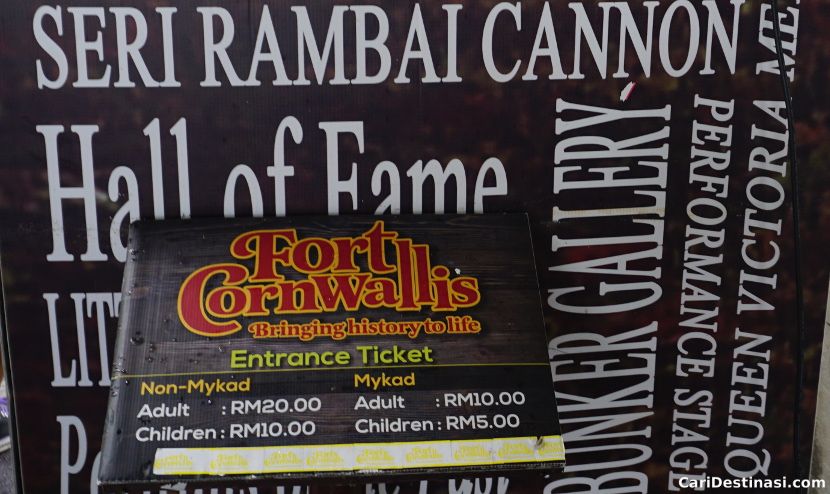 harga tiket fort cornwallis