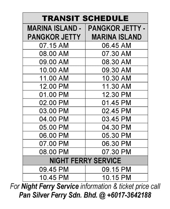 jadual feri pulau pangkor