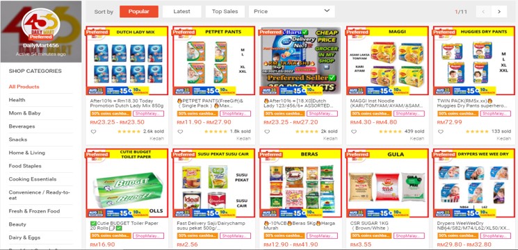 Kedai Runcit Dailymart456 Shopee