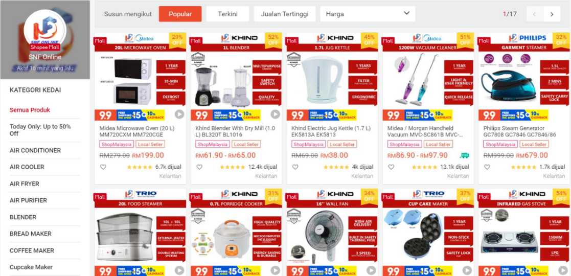 Kedai Elektrik SNF Online Shopee