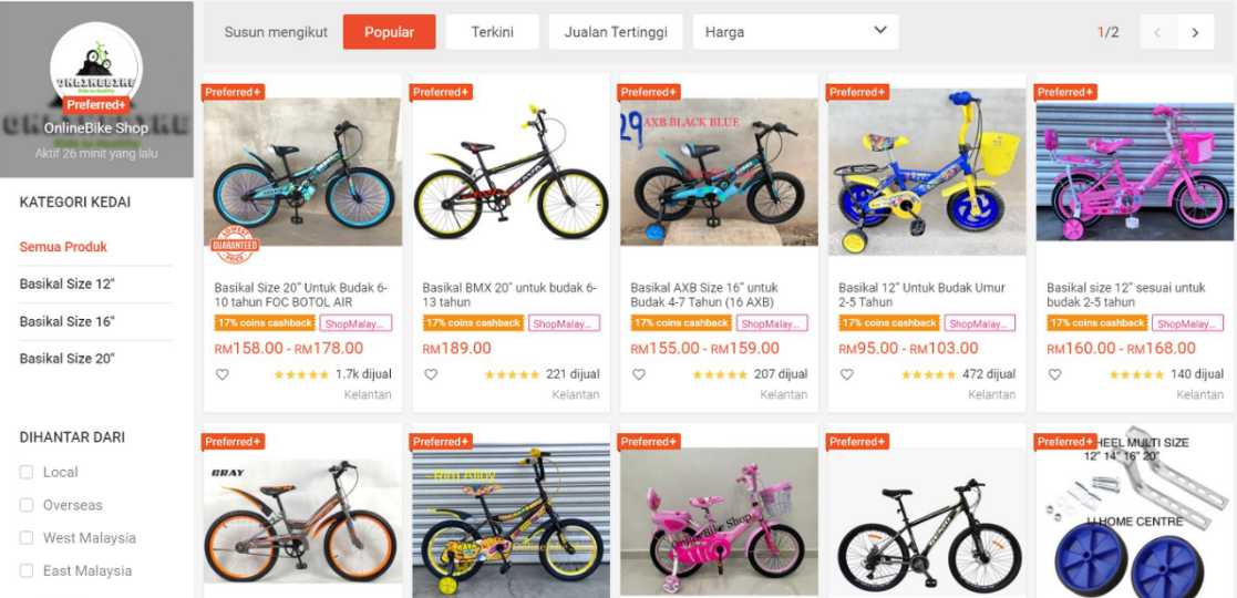 Kedai Basikal OnlineBike Shop Shopee